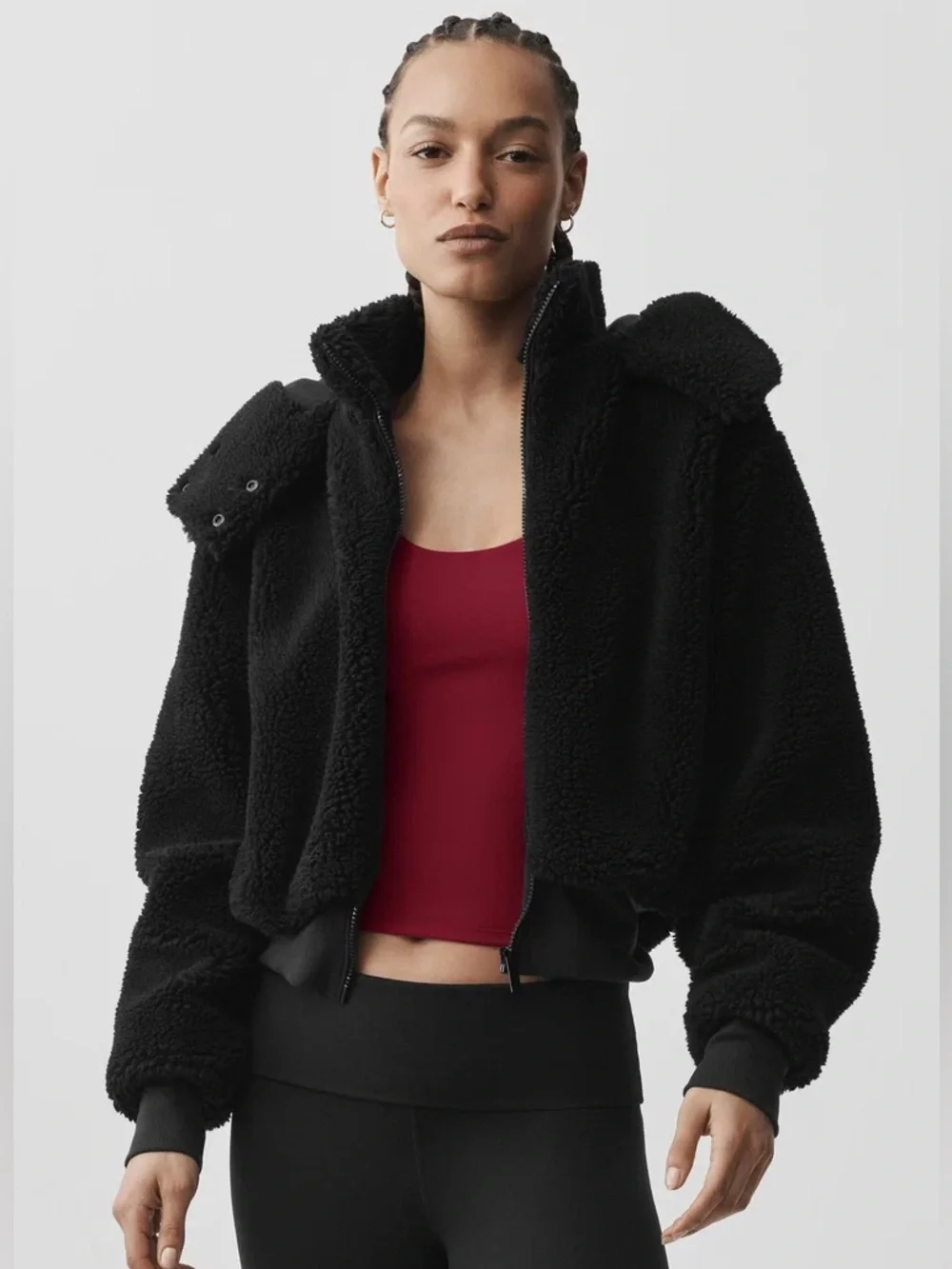 Alo | Foxy Sherpa Jacket | Black | Cropped